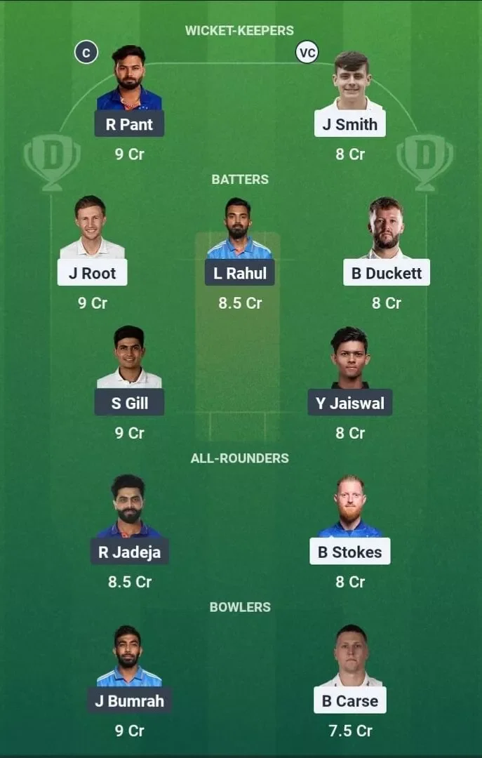 ENG vs IND Dream11 Prediction, Best Dream11 Playing XI, Today Match 4th test, England vs India test series 2025