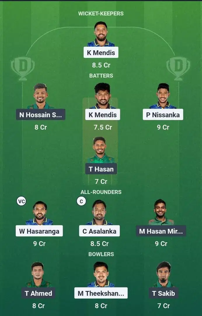 SL vs BAN Dream11 Prediction, Best Dream11 Playing XI, Today Match 2nd ODI, Sri Lanka vs Bangladesh ODI series 2025
