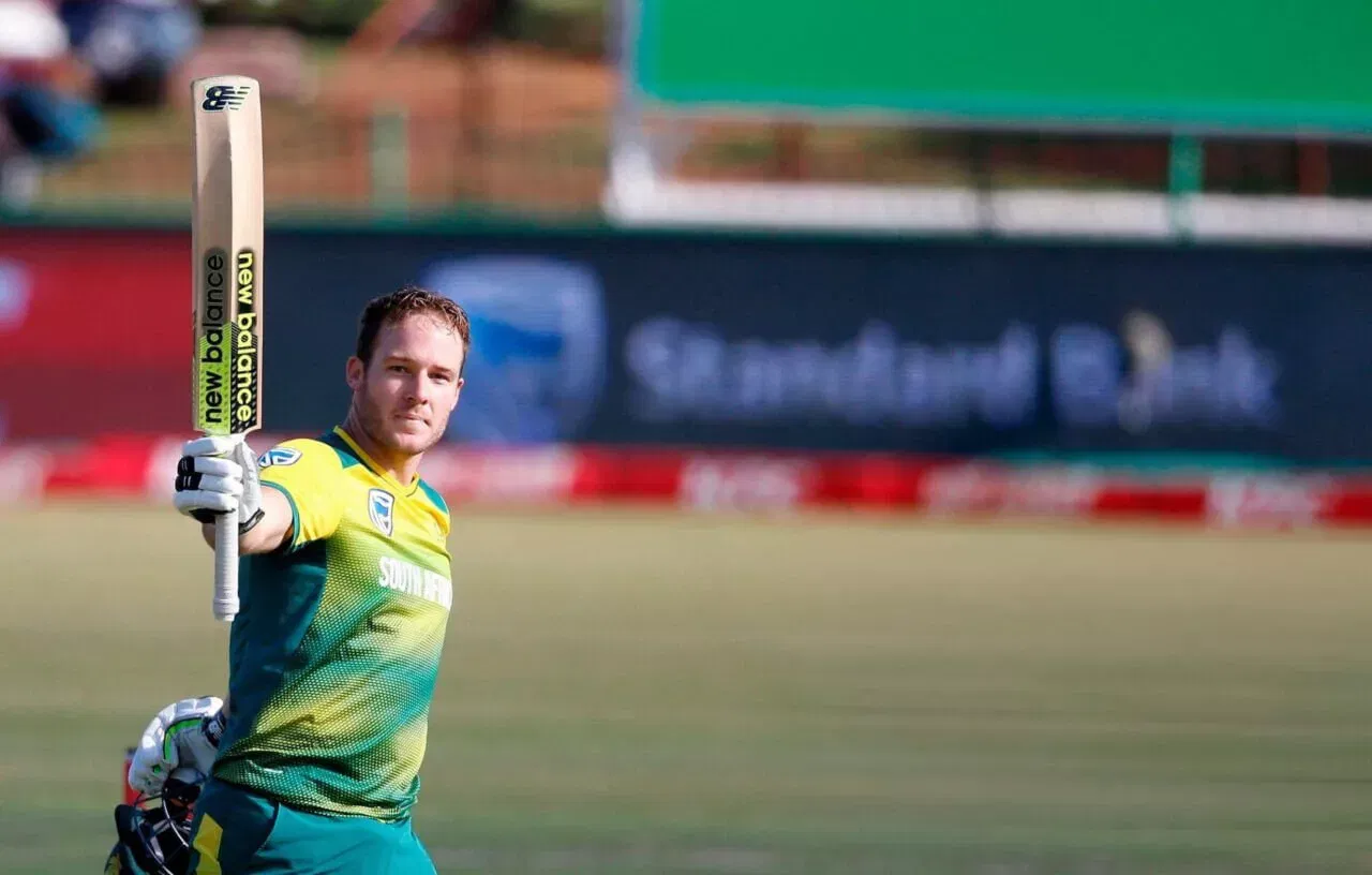 David Miller celebrates his 35-ball ton against Bangladesh