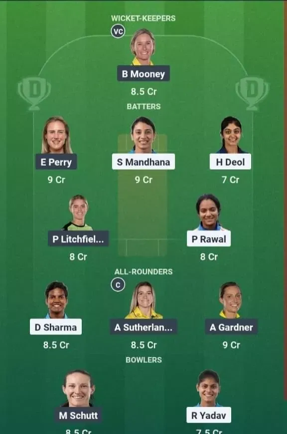 IN-W vs AU-W Dream11 Prediction, Best Dream11 Playing XI, Today Match 2nd ODI, India Women vs Australia Women ODI series 2025