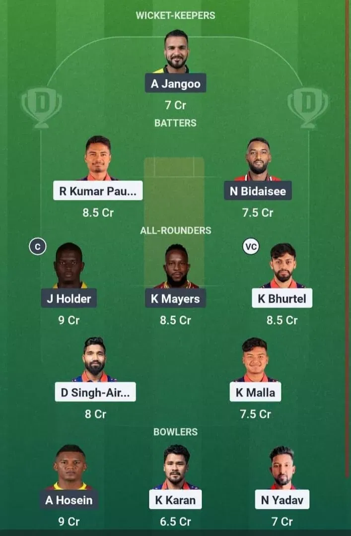WI vs NEP Dream11 Prediction, Best Dream11 Playing XI, Today Match 2nd T20I, West Indies vs Nepal T20I series 2025