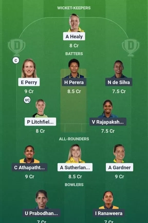 AUS vs SL Dream11 Prediction, Best Dream11 Playing XI, Today Match 5, ICC Women's Cricket World Cup 2025