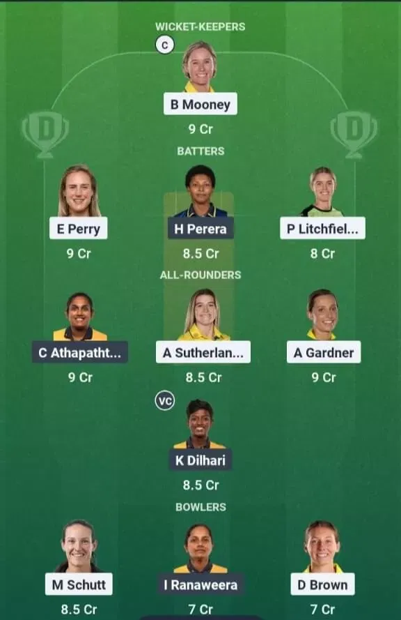 AUS vs SL Dream11 Prediction, Best Dream11 Playing XI, Today Match 5, ICC Women's Cricket World Cup 2025