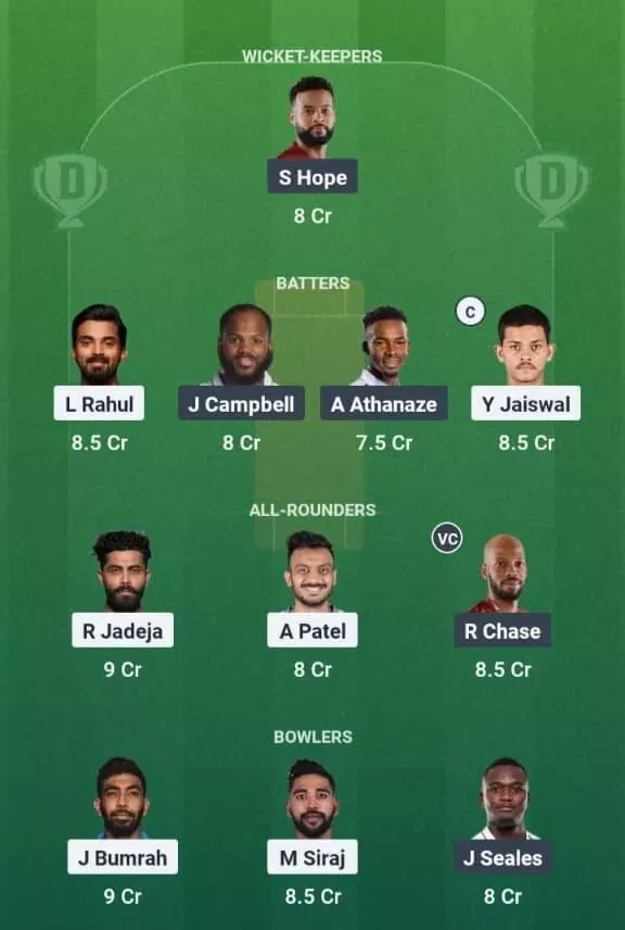 IND vs WI Dream11 Prediction, Best Dream11 Playing XI, Today Match 1st Test, India vs West Indies Test series 2025