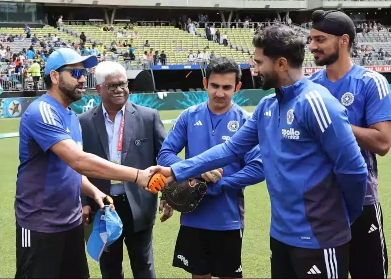 Nitish Kumar Reddy receives maiden ODI cap from Rohit Sharma