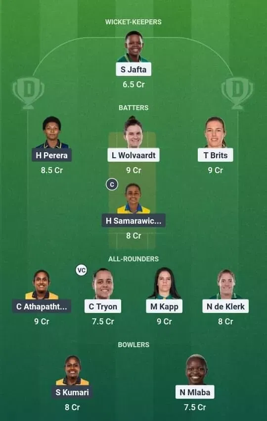 SA vs SL Dream11 Prediction, Dream11 Playing XI, Today Match 18, ICC Women’s Cricket World Cup 2025