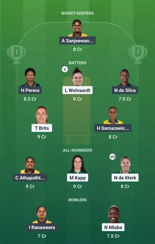 SA vs SL Dream11 Prediction, Dream11 Playing XI, Today Match 18, ICC Women’s Cricket World Cup 2025