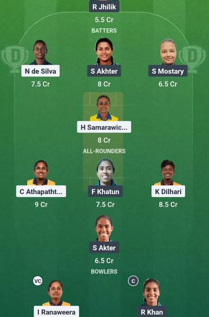 SL vs BAN Dream11 Prediction, Dream11 Playing XI, Today Match 21, ICC Women’s Cricket World Cup 2025