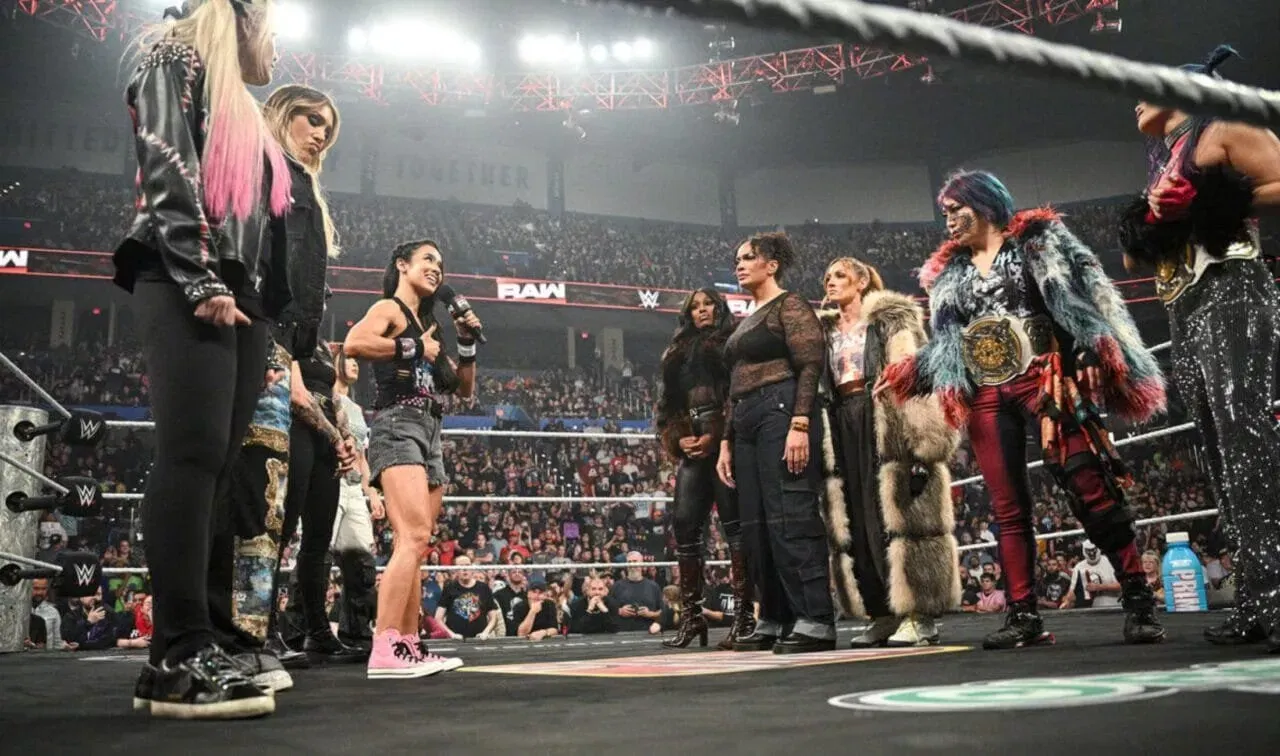 WWE RAW Survivor Series WarGames Charlotte Flair, Alexa Bliss, AJ Lee, Rhea Ripley, and IYO SKY (1)
