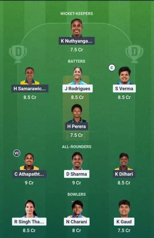 IND vs SL Dream11 Prediction, Dream11 Playing XI, Today Match 4, India Women vs Sri Lanka Women T20I series 2025
