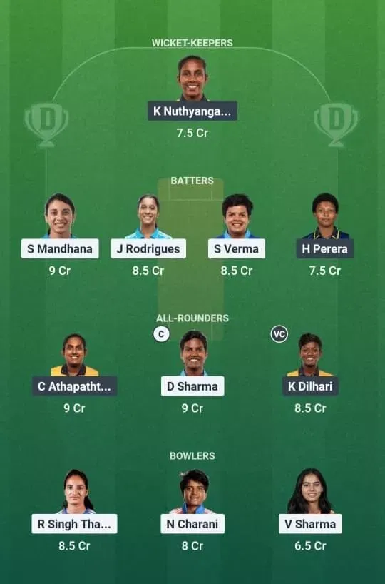 IND vs SL Dream11 Prediction, Dream11 Playing XI, Today Match 4, India Women vs Sri Lanka Women T20I series 2025