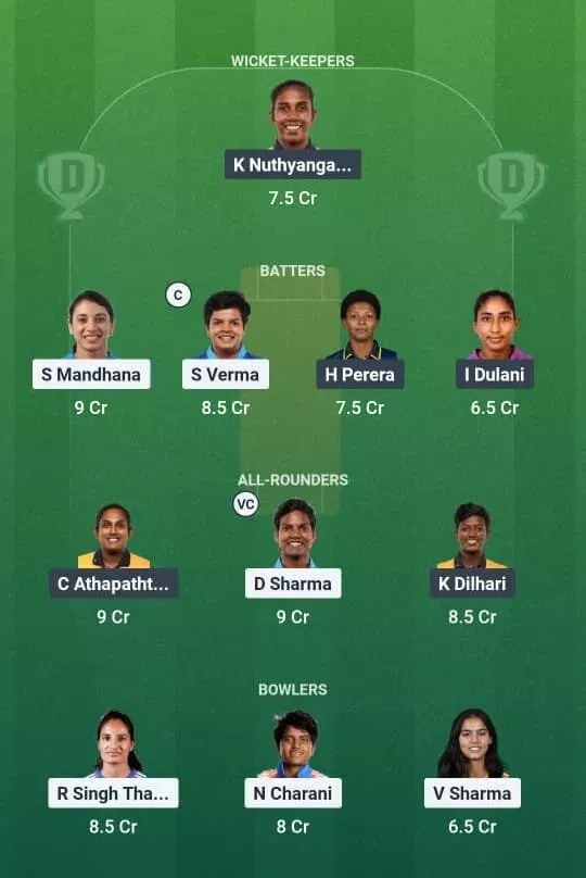 IND vs SL Dream11 Prediction, Dream11 Playing XI, Today Match 5, India Women vs Sri Lanka Women T20I series 2025