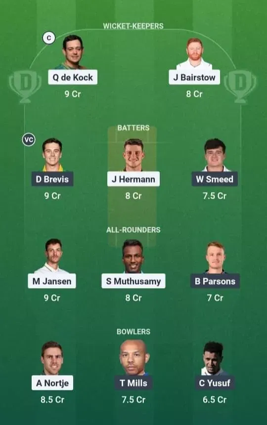 SEC vs PC Dream11 Prediction, Dream11 Playing XI, Today Match 5, SA20 2025-26