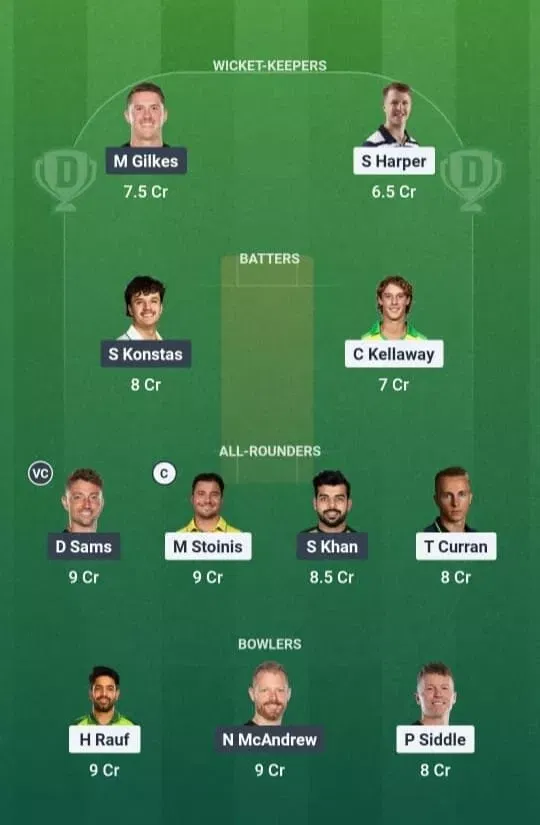 STA vs THU Dream11 Prediction, Dream11 Playing XI, Today Match 14, Big Bash League 2025-26