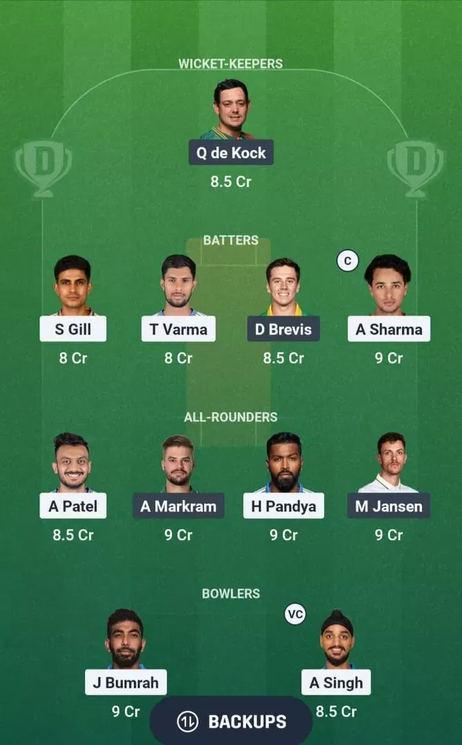IND vs SA Dream11 Team 1
