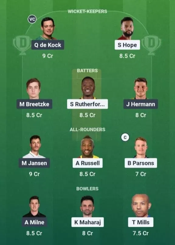 PC vs SEC Dream11 Prediction, Dream11 Playing XI, Today Match 14, SA20 2025-26