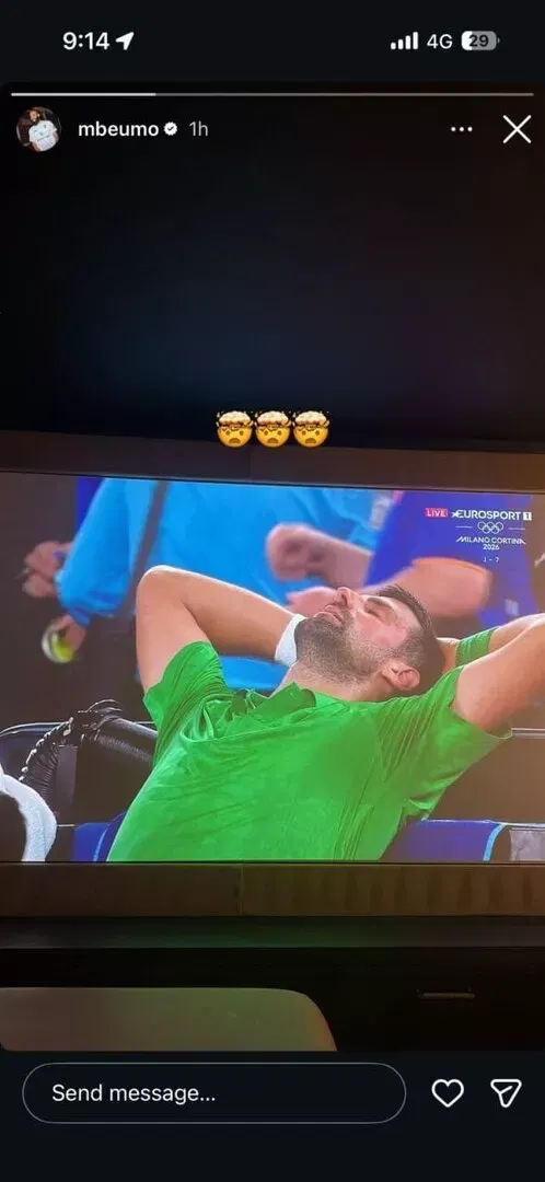 Mbuemo reacts as Novak Djokovic win in Australia Open