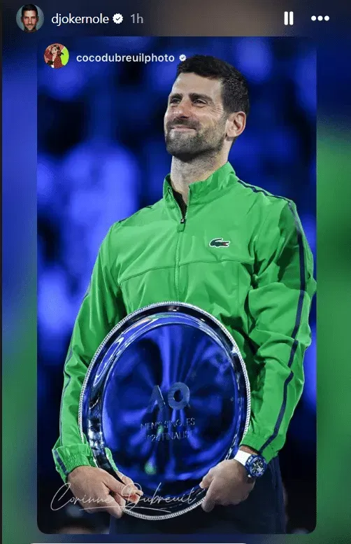Novak Djokovic IG Story after Australian Open Final