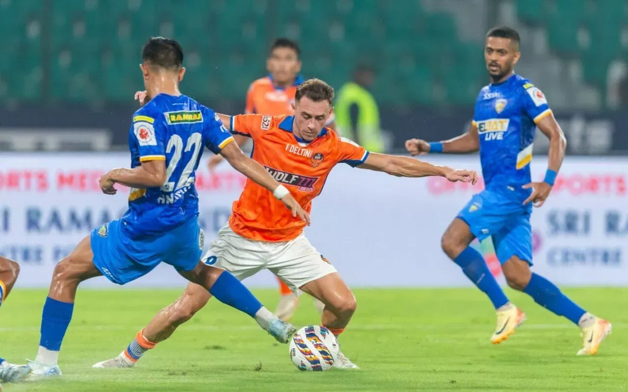 FC Goa forward Dejan Drazic in action against Chennaiyin FC