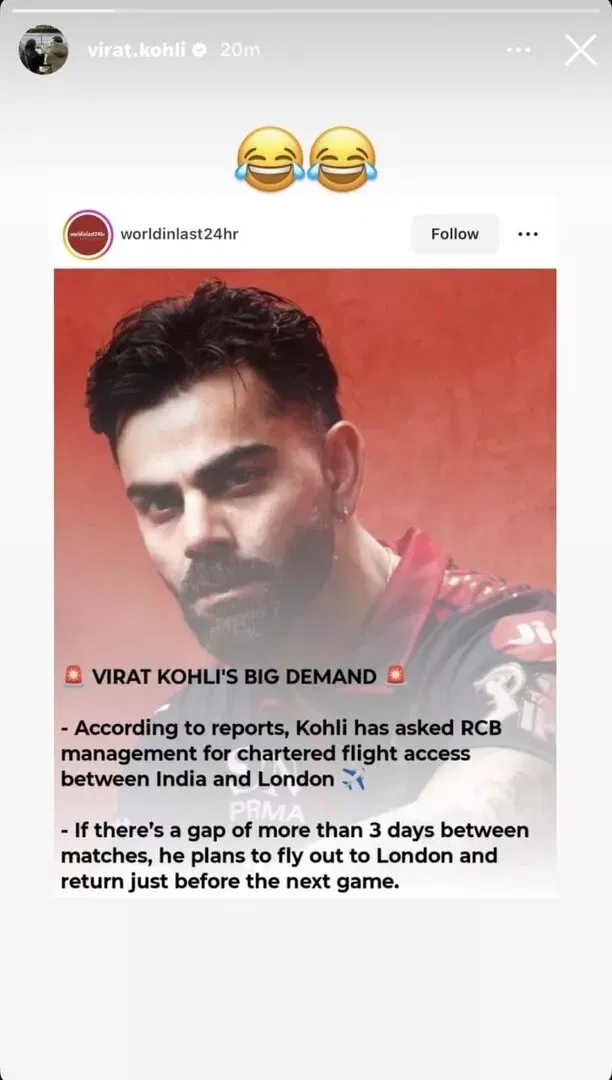 Virat Kohli SHUTS DOWN reports of him demanding chartered flight for London during IPL 2026; Know here
