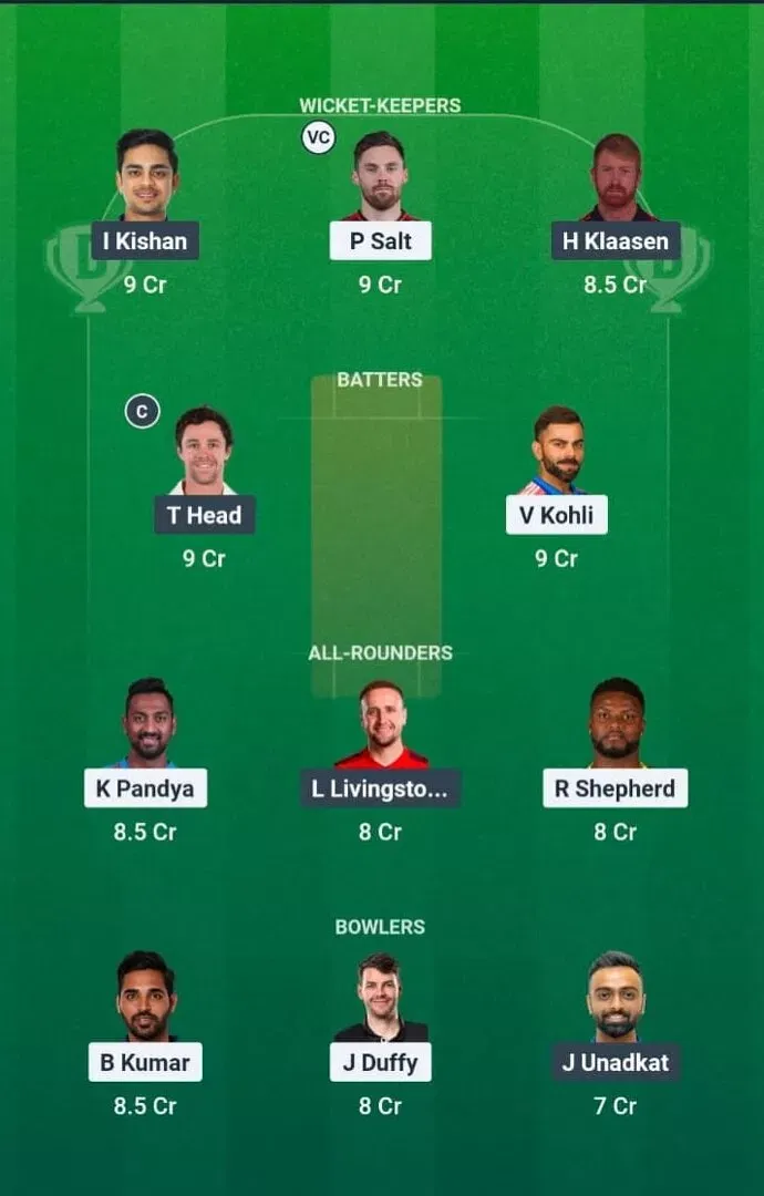 RCB vs SRH Dream11 Prediction, Dream11 Playing XI, Today Match 1, IPL 2026 (Indian T20 League)