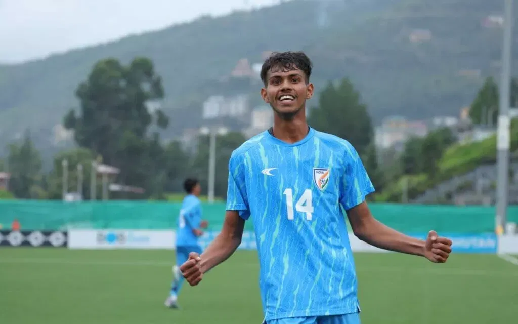 Vishal Yadav celebrating his goal for India
