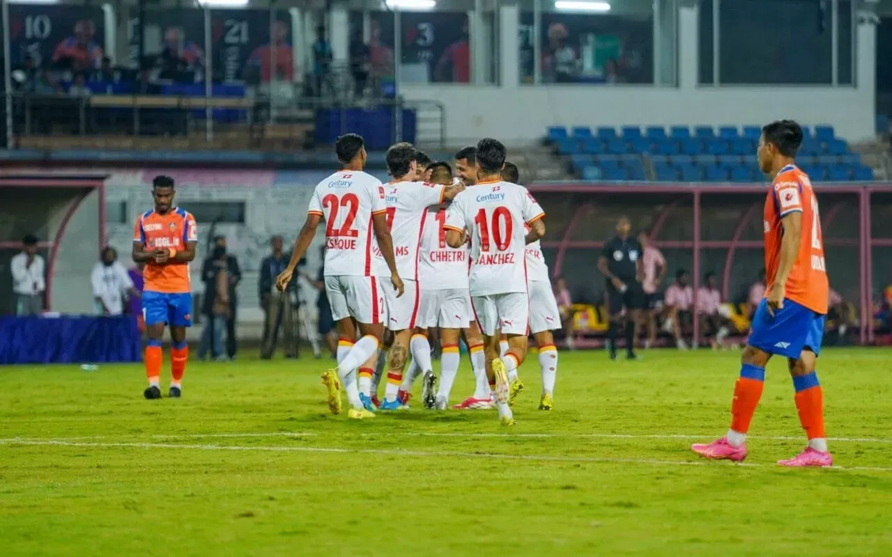 Bengaluru FC players celebrating their goal against FC Goa