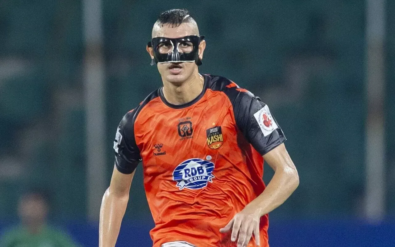 Inter Kashi defender Nishchal Chandan in action against Chennaiyin FC in ISL 2025-26