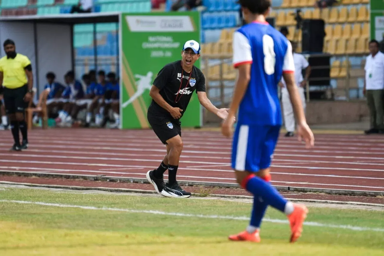 Renedy Singh in the touchlines for Bengaluru FC in RFDL finals
