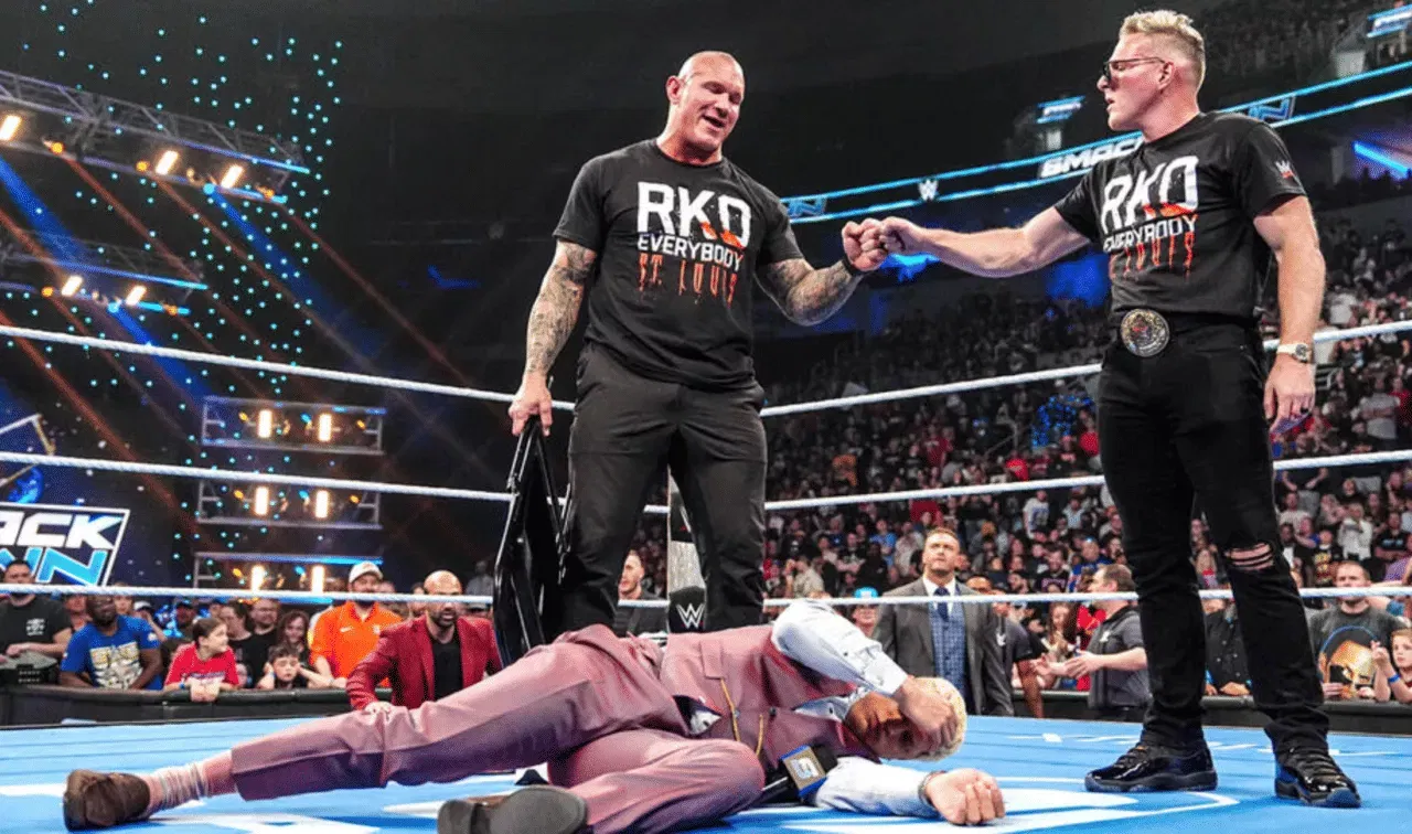 WWE SmackDown Randy Orton & Pat McAfee take out Cody Rhodes
