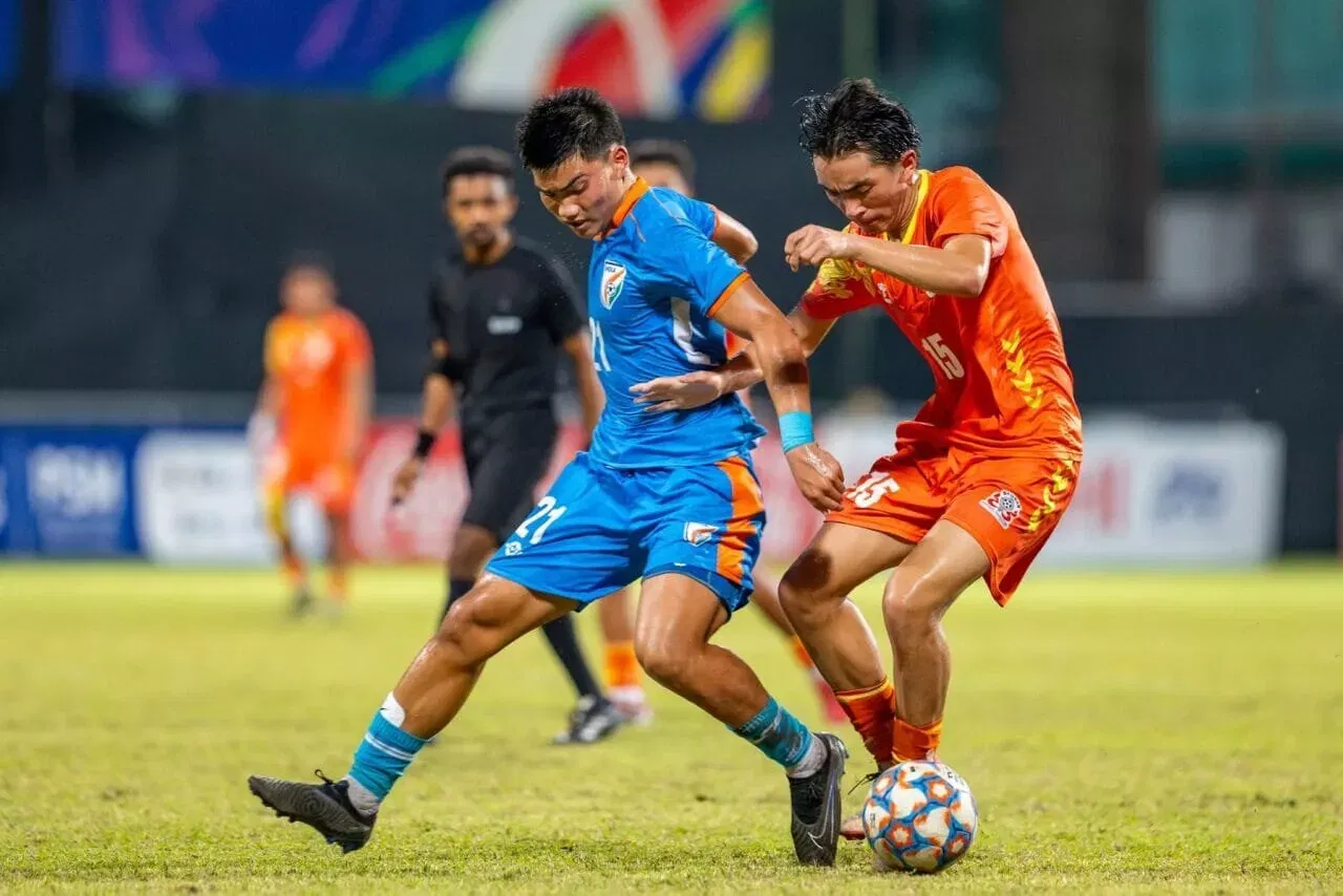Yaipharemba Chingakam in action against Bhutan U-23