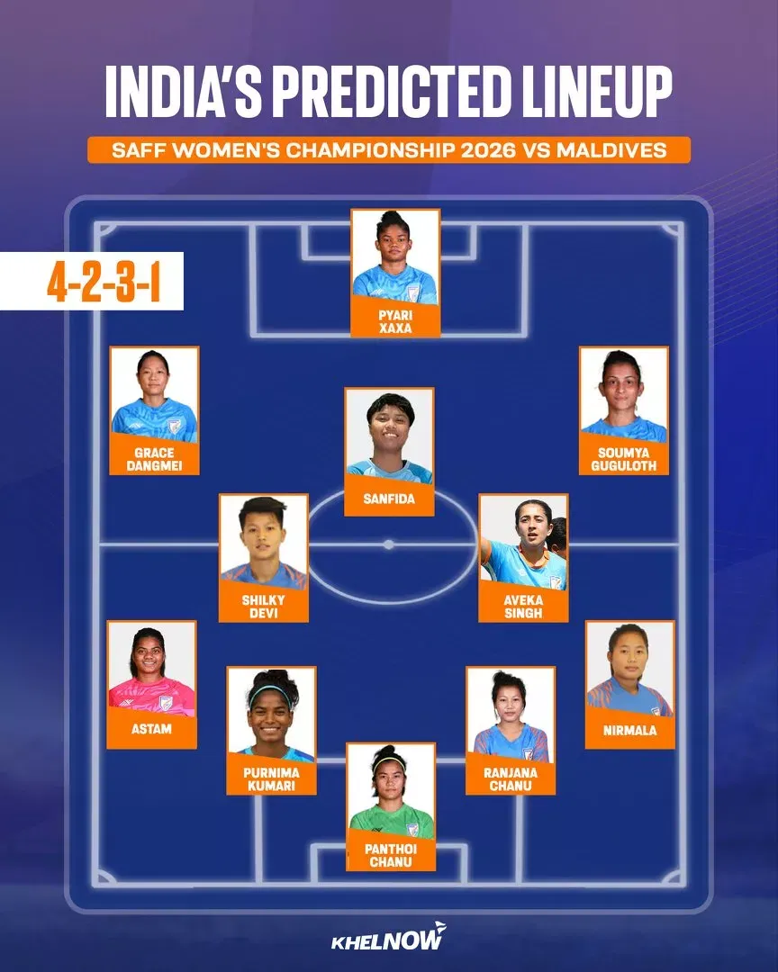 How can Indian football team line up for their SAFF Women's Championship 2026 opener against Maldives?