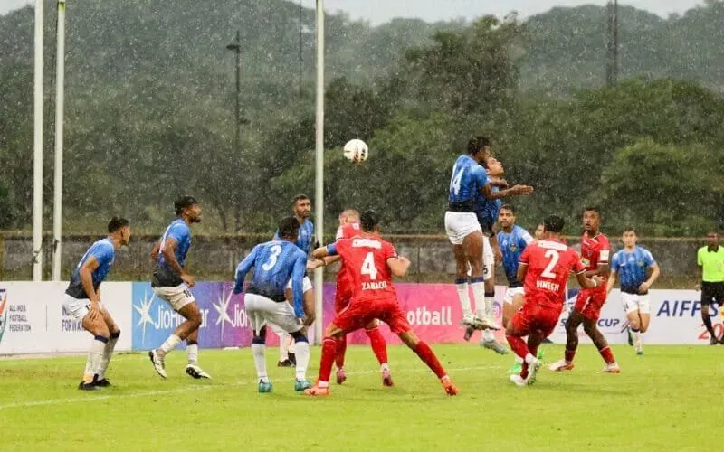 Northeast United FC vs Inter Kashi FC in action in the AIFF 2025-26 Super Cup