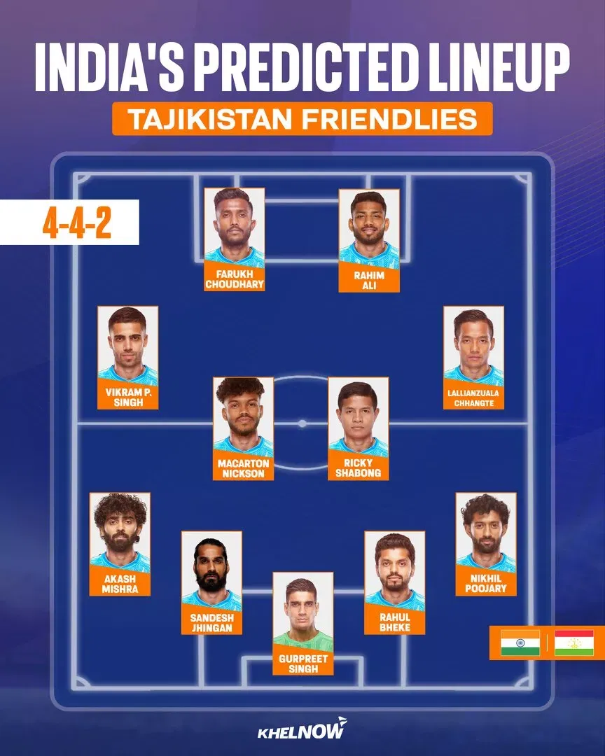 How can Indian football team line up for their international friendly against Tajikistan?