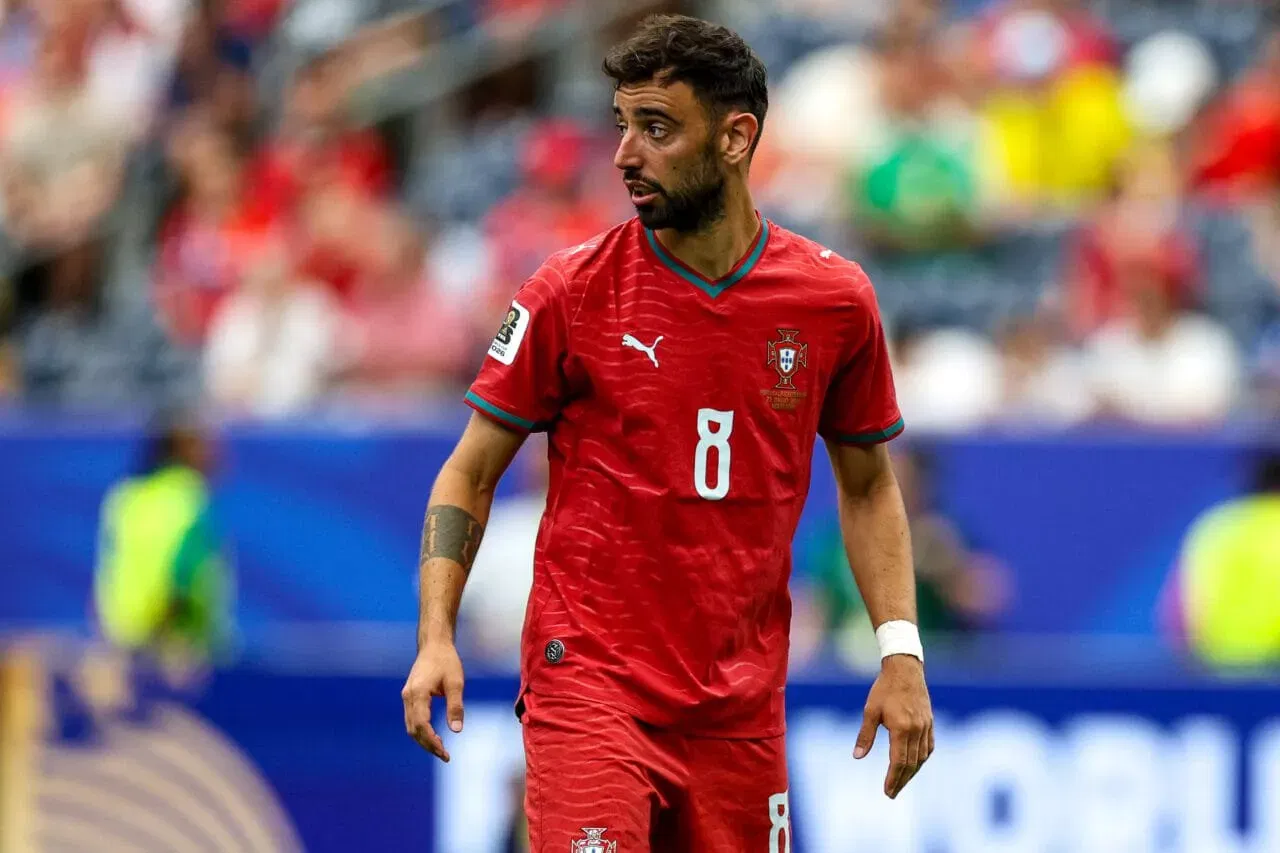 Houston, United States - June 23: Portugal's Bruno Fernandes in action during the FIFA World Cup 2026 Group K match between Portugal and Uzbekistan at Houston Stadium on June 23, 2026 in Houston, United States. (Photo by Torbjorn Tande/DeFodi Images/DeFodi via Getty Images)