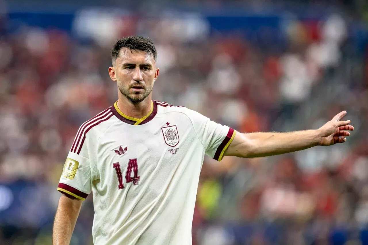 Aymeric Laporte of Spain during the 2026 World Cup match between Portugal and Spain at Dallas Stadium on July 6, 2026, in Dallas, United States. (Photo by Stefan Koops/EYE4IMAGES/NurPhoto via Getty Images)