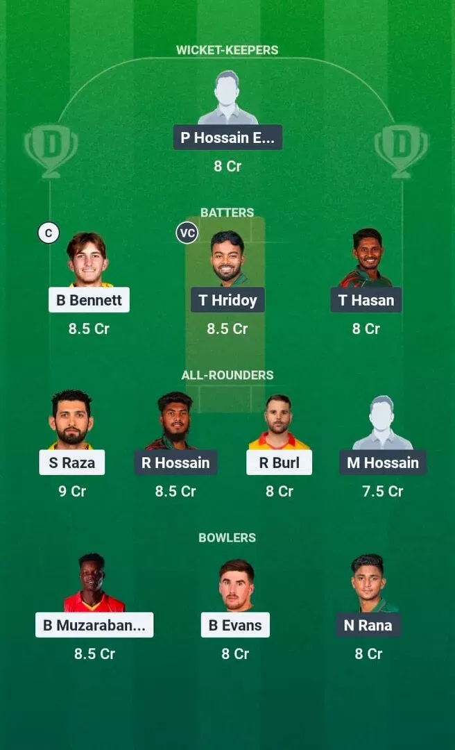 ZIM vs BAN Dream11 Prediction, Dream11 Playing XI, Today Match 1st, Zimbabwe vs Bangladesh T20I series 2026