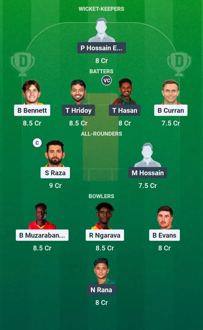 ZIM vs BAN Dream11 Prediction, Dream11 Playing XI, Today Match 1st, Zimbabwe vs Bangladesh T20I series 2026