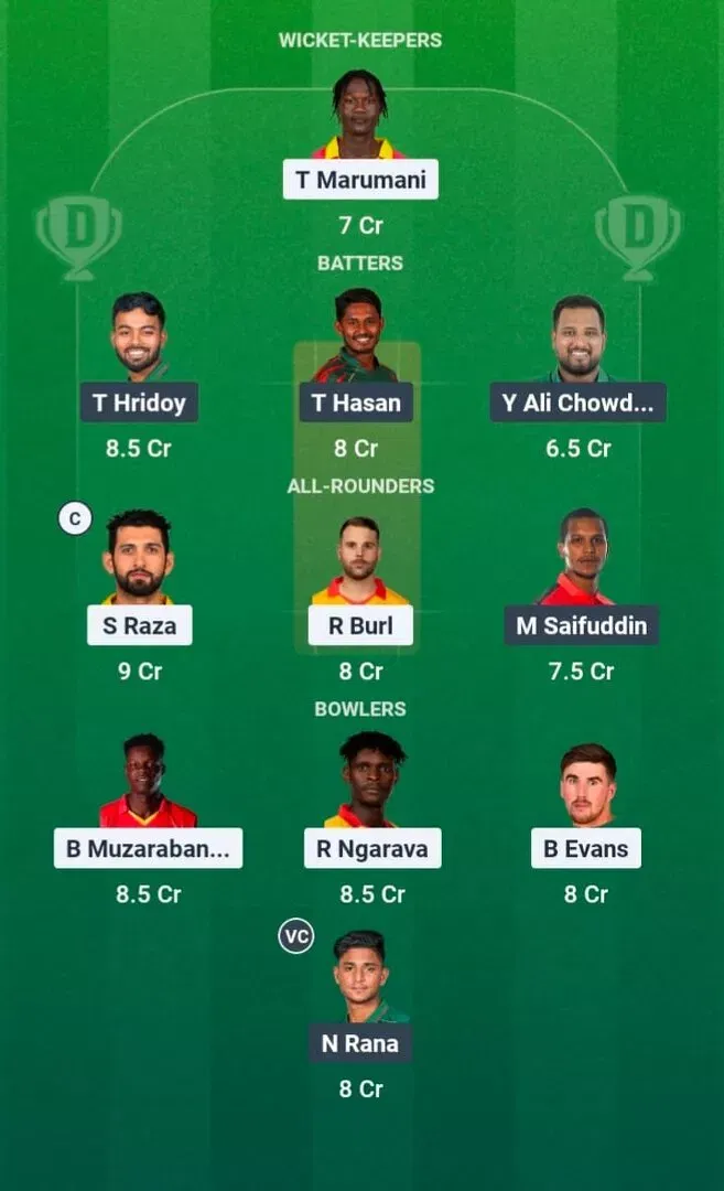 ZIM vs BAN Dream11 Prediction, Dream11 Playing XI, Today Match 2nd, Zimbabwe vs Bangladesh T20I series 2026