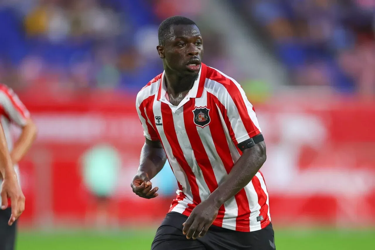 HARRISON, NJ - JULY 30: Brian Brobbey #9 of Sunderland AFC during the game against Leeds United FC on July 30, 2026 at Sports Illustrated Stadium in Harrison, New Jersey. (Photo by Rich Graessle/Icon Sportswire via Getty Images)