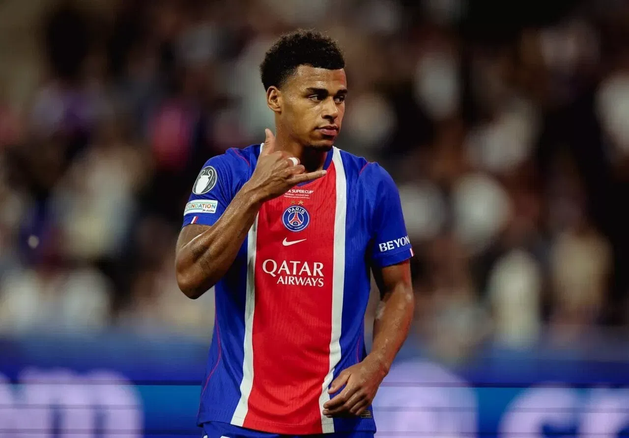 SALZBURG, AUSTRIA - AUGUST 12: Desire Doue of Paris Saint-Germain celebrates scoring his team's second goal during the UEFA Super Cup 2026 match between Paris Saint-Germain and Aston Villa at Stadion Salzburg on August 12, 2026 in Salzburg, Austria. (Photo by Alex Grimm/Getty Images)