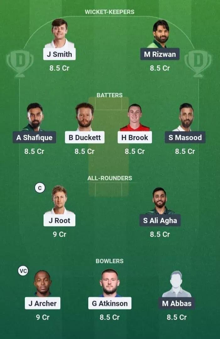 ENG vs PAK Dream11 Team 2