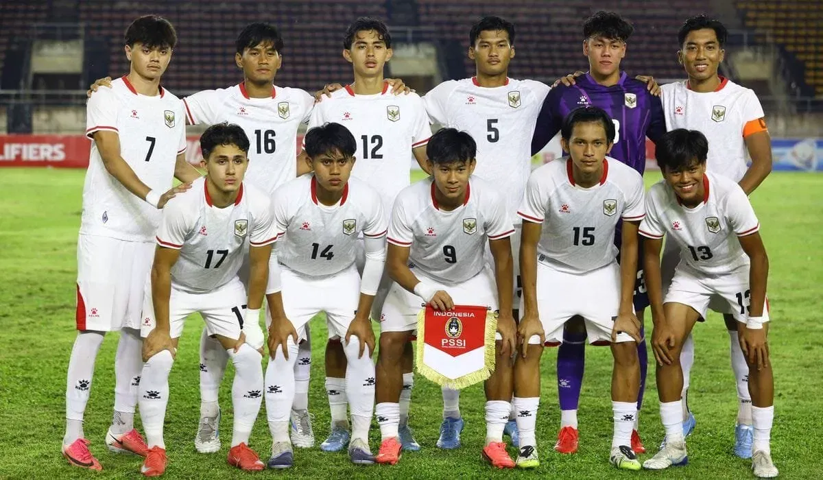 Indonesia players ahead of kick-off in AFC U-20 Asian Cup qualifiers