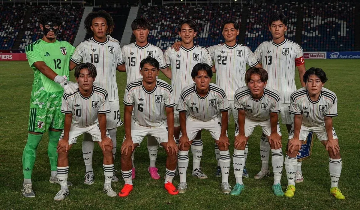 Japan players ahead of kick-off in AFC U-20 Asian Cup qualifiers