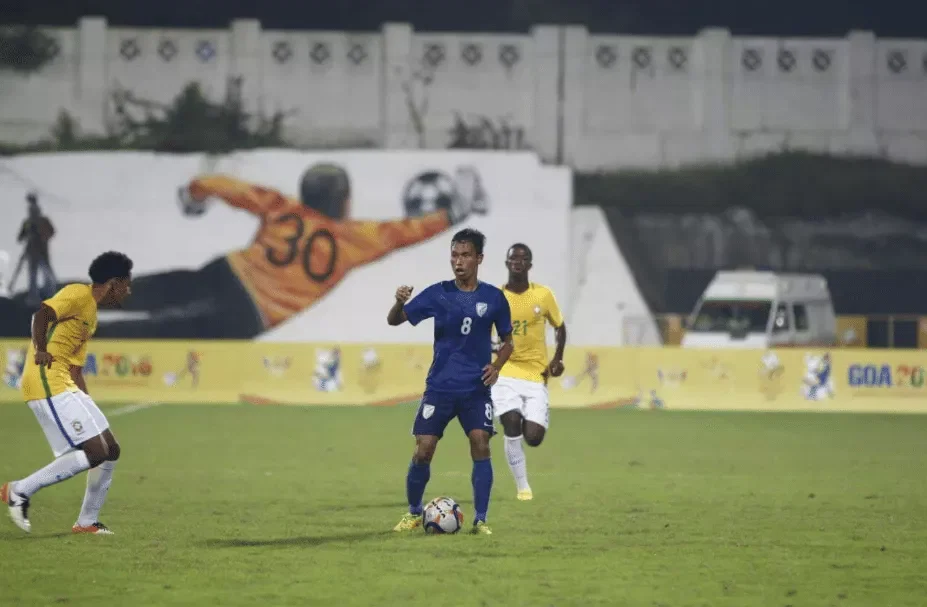 What happened when India U-17 men's football team faced Brazil U-17 men's football team?