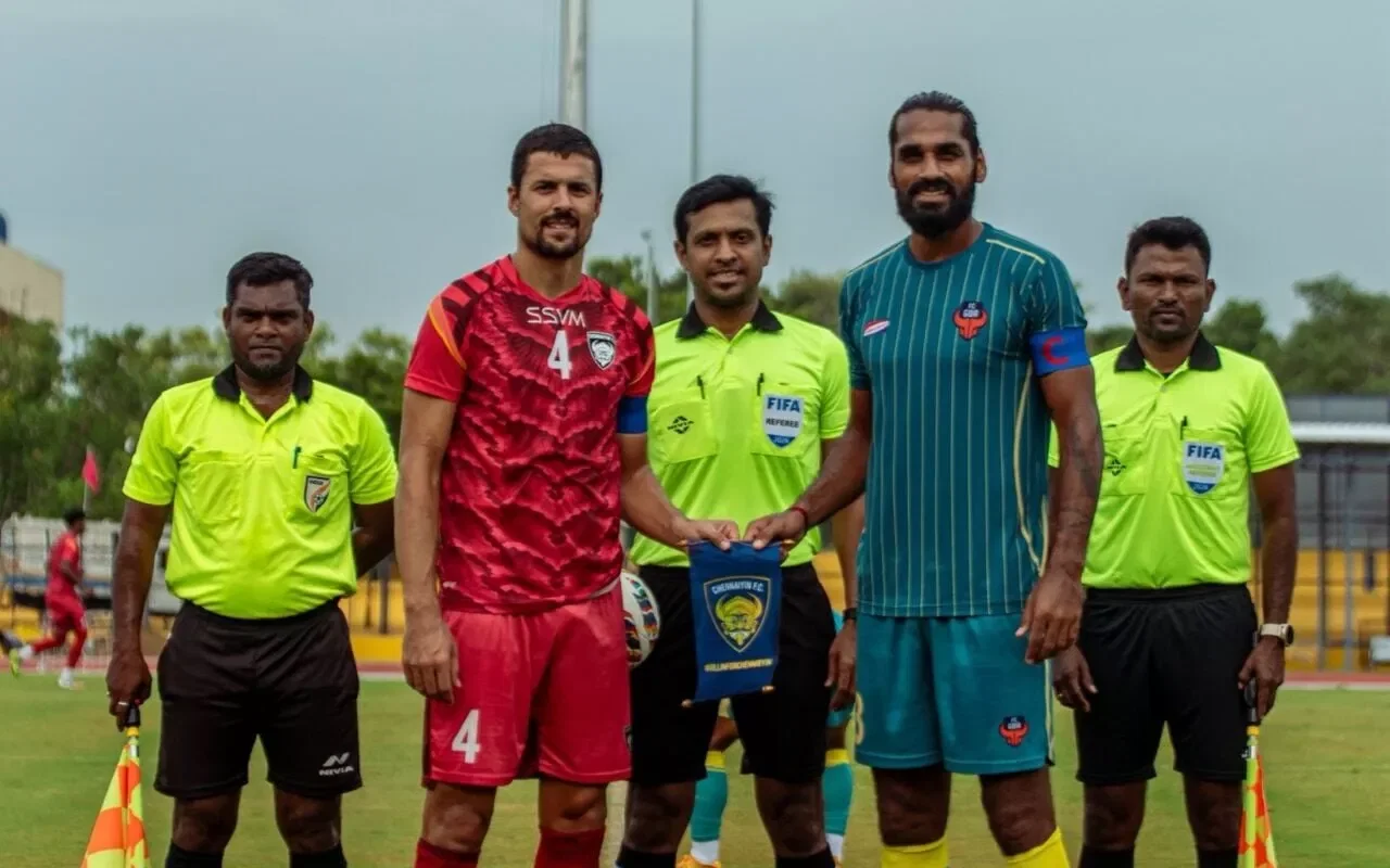 Chennaiyin FC and FC Goa in action in a pre-season friendly