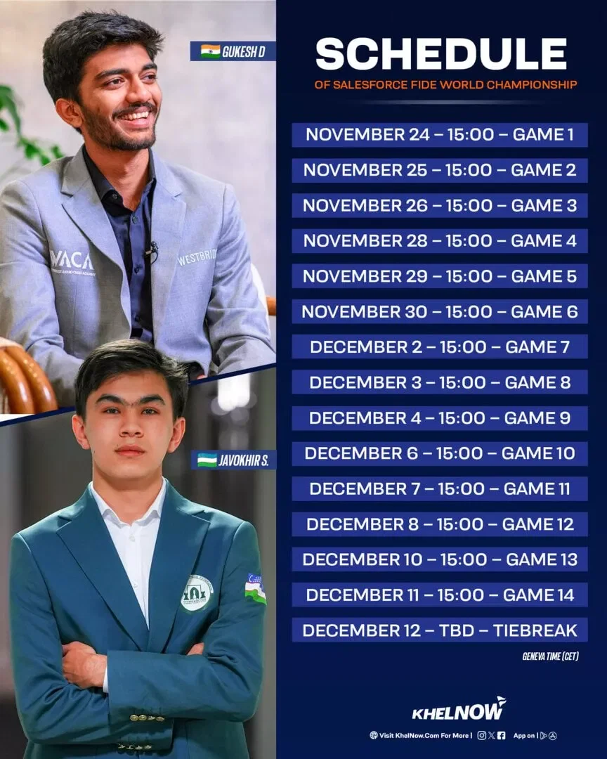 FIDE World Chess Championship Match 2026 Schedule