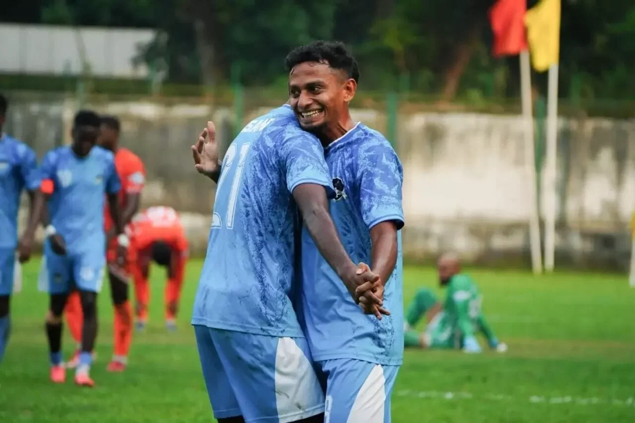 Mohammad Ibrahim celebrating his goal for Fortis FC