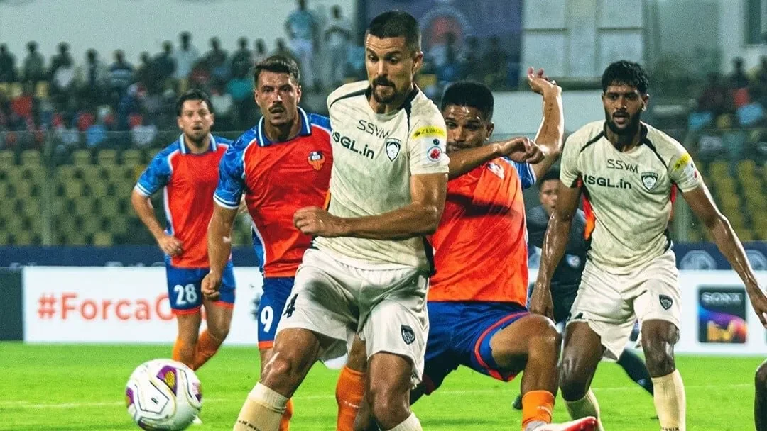 Nuno Reis in action for Chennaiyin FC against FC Goa