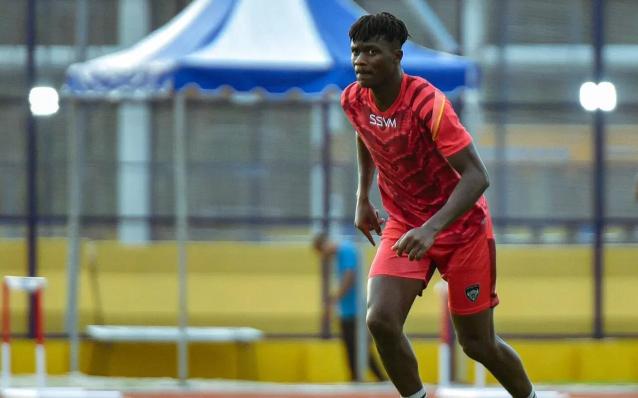 Emmanuel Immanishwime in training for Chennaiyin FC